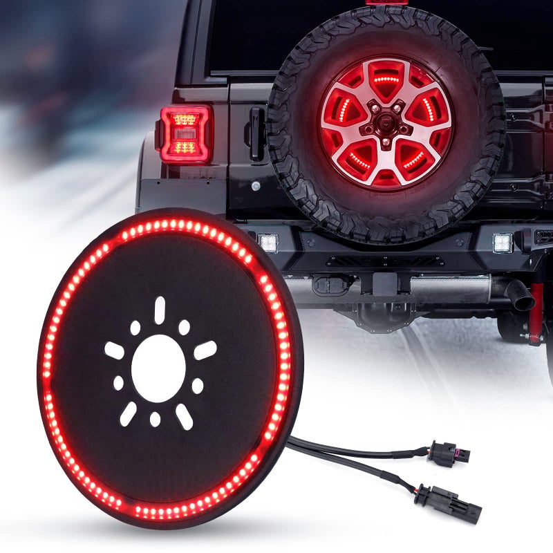 SUPAREE Plug and Play Spare Tire Brake Light Wheel 3rd Third Brake Light JL Spare Tire Light fits for Wrangler JL JLU 2018-2025 with Back Up Camera - Image 1